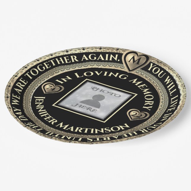 Photo Memorial Loving Memory Paper Plate (Angled)