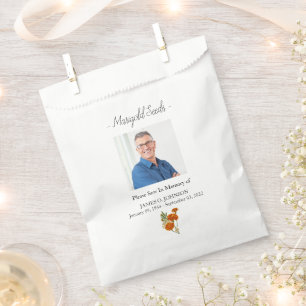 Photo Memorial Marigold Seed Funeral Favour Bag