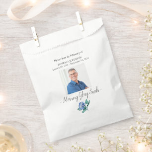 Photo Memorial Morning Glory Seed Funeral Favour Bag