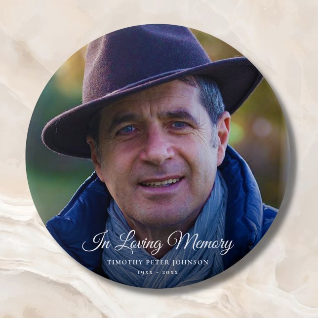 Photo Memorial or Funeral Tribute Keepsake 3 Inch Round Button (Photo Memorial Button)