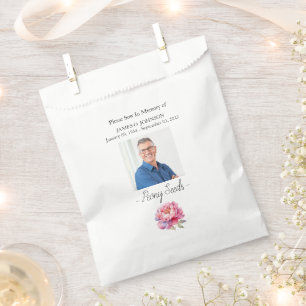 Photo Memorial Peony Seed Funeral Favour Bag