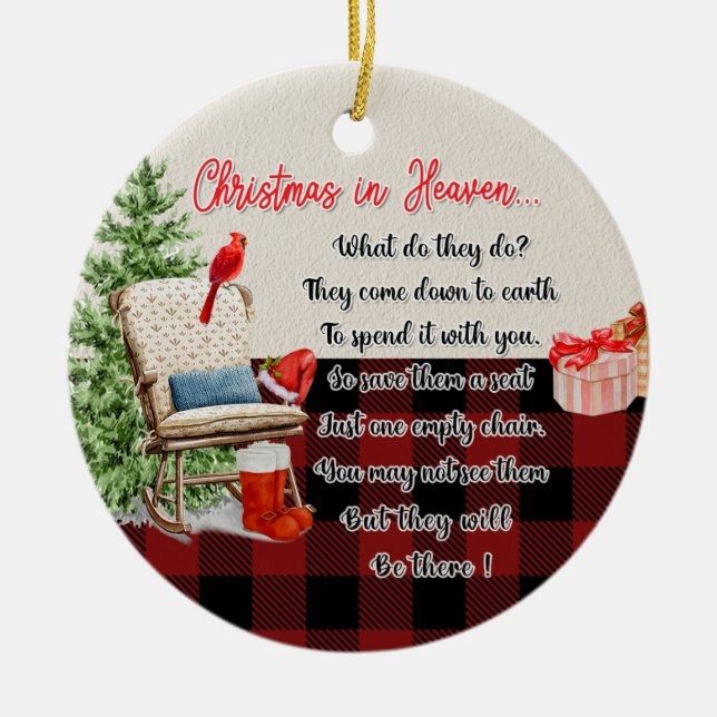 Photo Memorial Poem Loved One Christmas Ceramic Ornament (Front)
