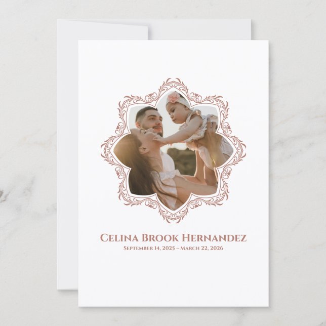 Photo Memorial Program — Rose Brown Frame (Front)