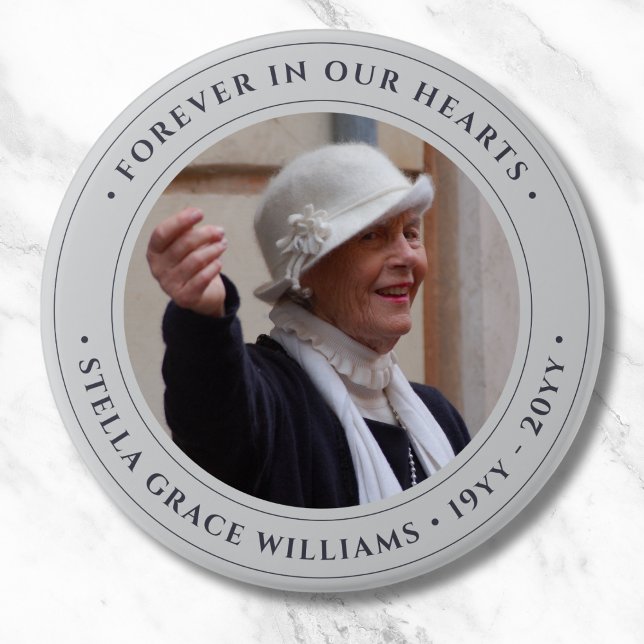 Photo Memorial Remembrance Tribute 3 Inch Round Button (Photo Memorial Button)