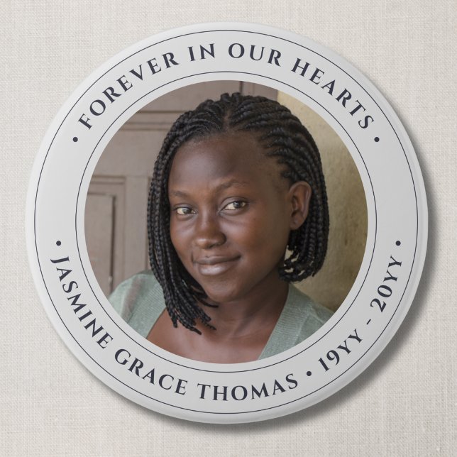 Photo Memorial Remembrance Tribute 3 Inch Round Button (Photo Memorial Button)