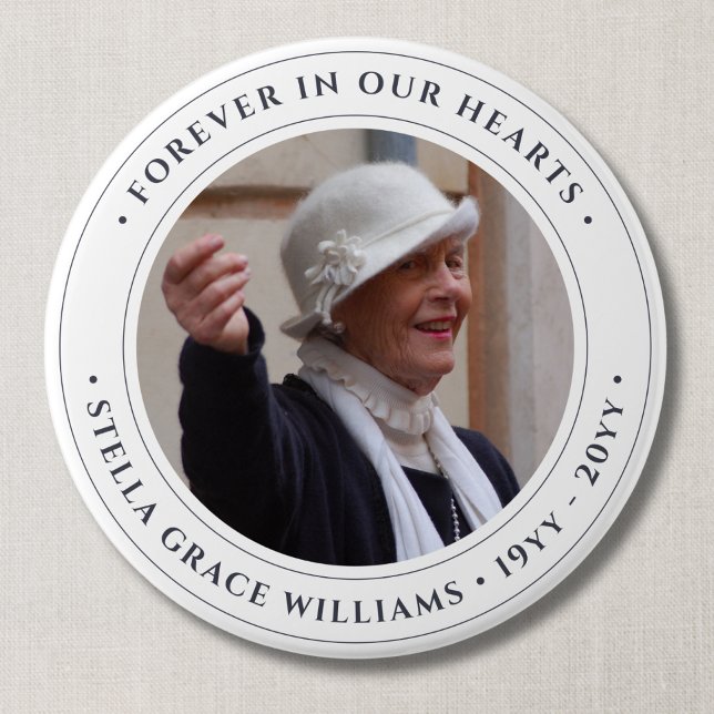 Photo Memorial Remembrance Tribute 3 Inch Round Button (Photo Memorial Button)