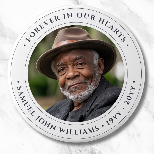 Photo Memorial Remembrance Tribute 3 Inch Round Button (Photo Memorial Button)