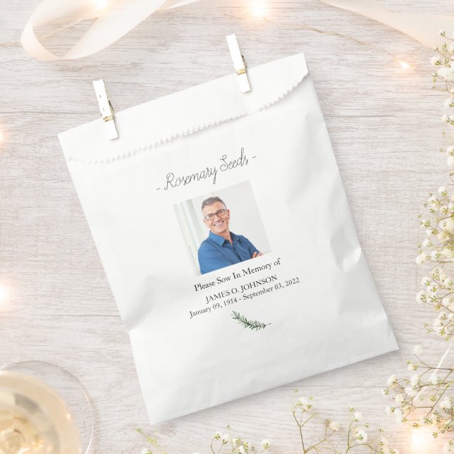 Photo Memorial Rosemary Seed Funeral Favour Bag (Clipped)