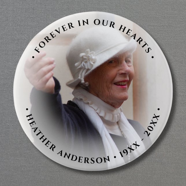 Photo Memorial Tribute 3 Inch Round Button (Photo Memorial Button)