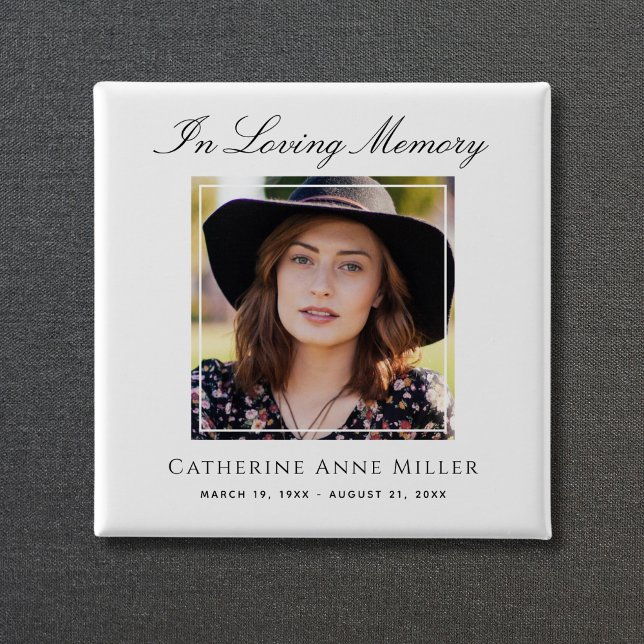 Photo Memorial Tribute Remembrance 2 Inch Square Button (Photo Memorial Button)