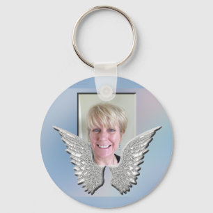 Photo Memorial with Angel Wings Keychain