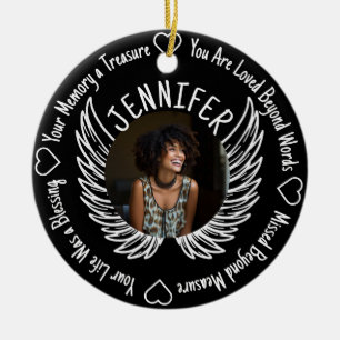 Photo Memorial with Name and Poem Ceramic Ornament