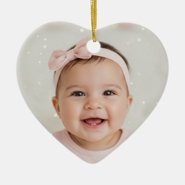 Photo Memories Personalized Mini Heart Keepsake Ceramic Ornament (Front)