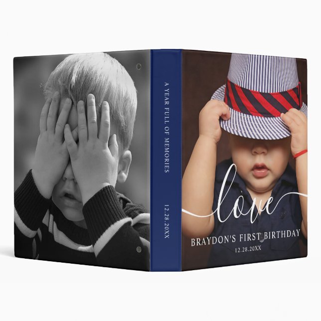 Photo Memory Album First Year Script 3 Ring Binder (Background)