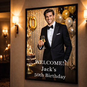 Photo men guys welcome birthday party poster