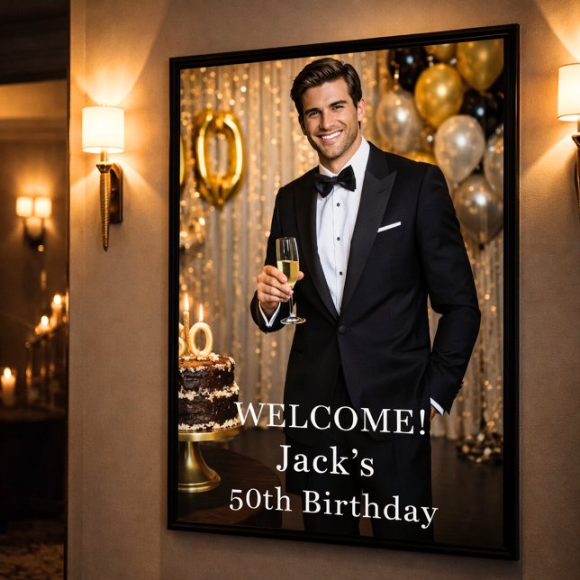 Photo men guys welcome birthday party poster (Creator Uploaded)
