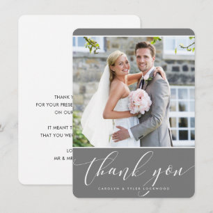 PHOTO MERCI mariage joli calligraphie gris