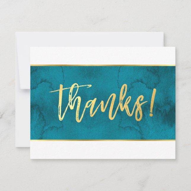 PHOTO MERCI moderne turquoise or bleu script (Devant)