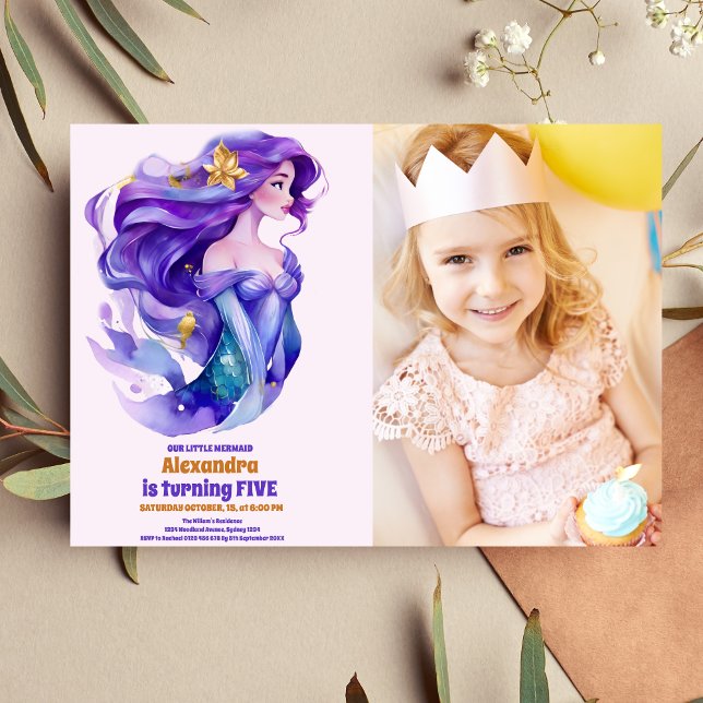 Photo Mermaid Birthday Under The Sea Party Invitation (Creator Uploaded)