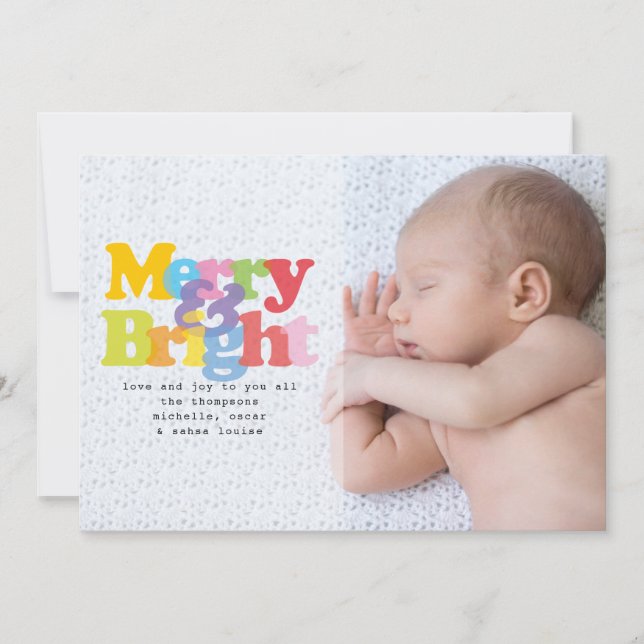 Photo Merry and Bright Christmas Holiday Birth (Front)