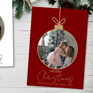 photo Merry Christmas bauble Photo Card