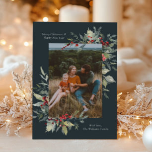 Photo Merry Christmas Botanicals Card