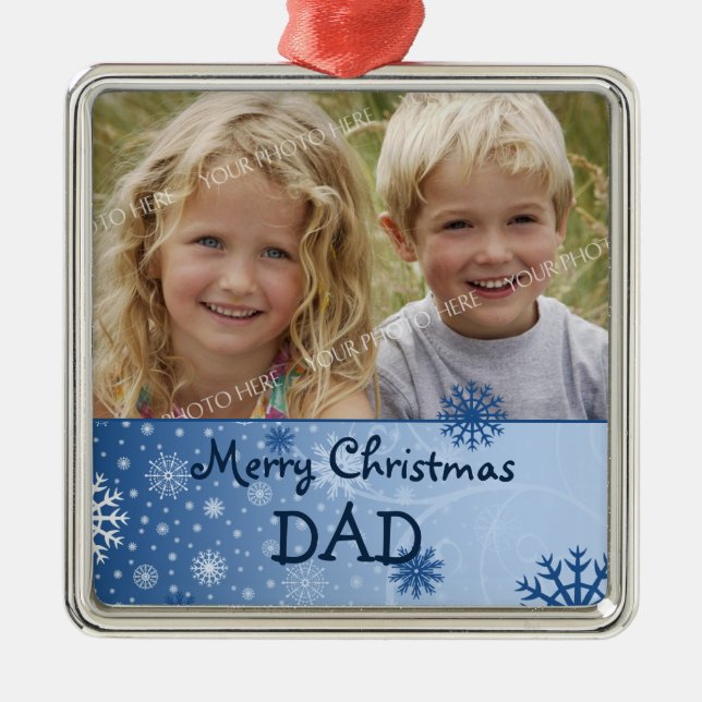 Photo Merry Christmas Dad Ornament (Front)