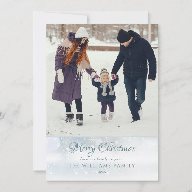 Photo Merry Christmas Elegant Winter Frost  Holiday Card (Front)