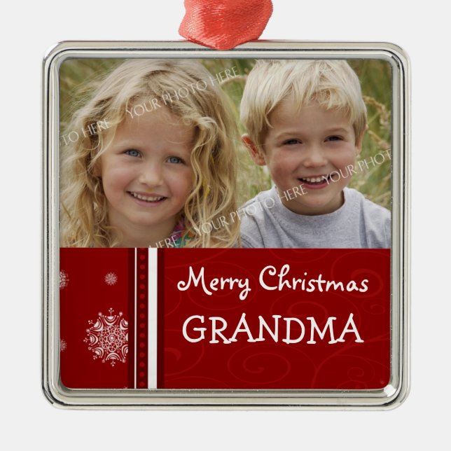 Photo Merry Christmas Grandma Ornament (Front)