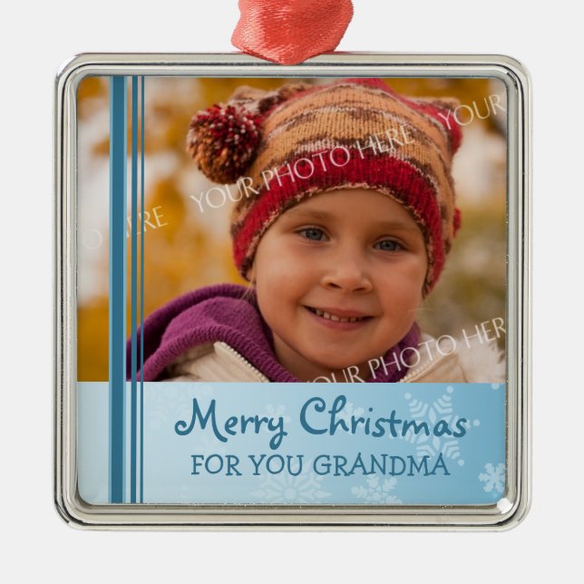 Photo Merry Christmas Grandma Ornament (Front)