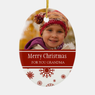 Photo Merry Christmas Grandma Ornament Red