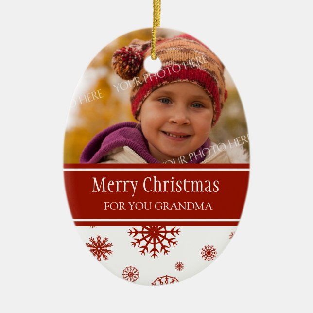 Photo Merry Christmas Grandma Ornament Red (Front)