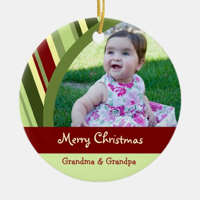 Photo Merry Christmas Grandparents Ornament (Front)