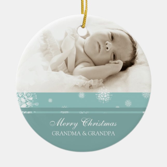 Photo Merry Christmas Grandparents Ornament (Front)