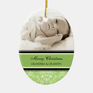 Photo Merry Christmas Grandparents Ornament Green