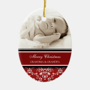 Photo Merry Christmas Grandparents Ornament Red