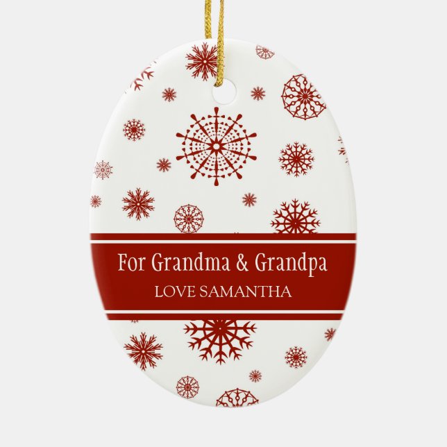 Photo Merry Christmas Grandparents Ornament Red (Back)