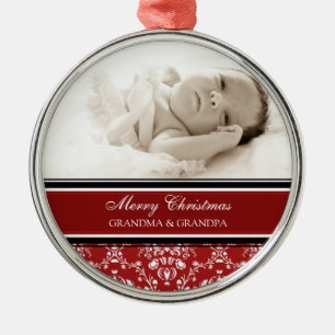 Photo Merry Christmas Grandparents Ornament Red