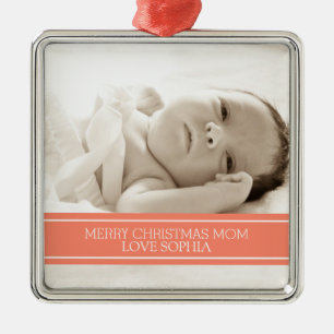 Photo Merry Christmas Mom Ornament Coral