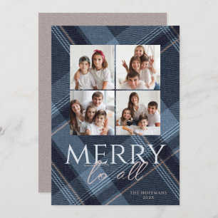 Photo Merry Navy Gold Holiday Card
