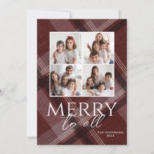 Photo Merry to All Burgundy Holiday Card