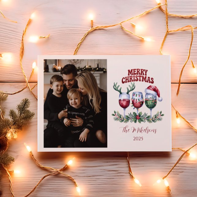 Photo Merry Wine Christmas Holiday Card (Creator Uploaded)