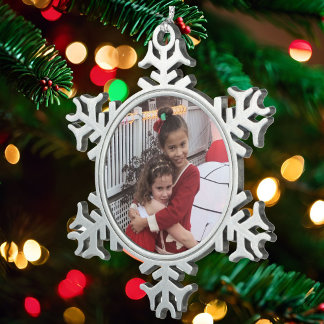 Photo Metal Snowflake Pewter Christmas Ornament