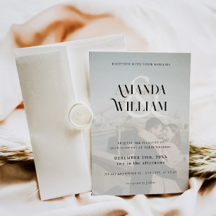 Photo Minimal Black and White Simple Wedding Invitation