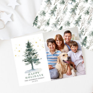 PHOTO Minimalist Christmas Tree Greeting Holiday Card