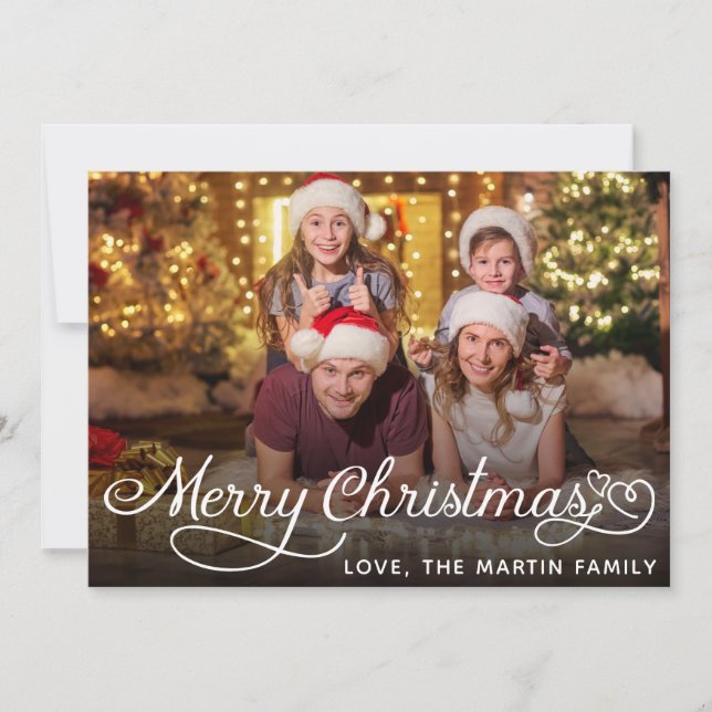 Photo Minimalist Merry Christmas Card (Front)