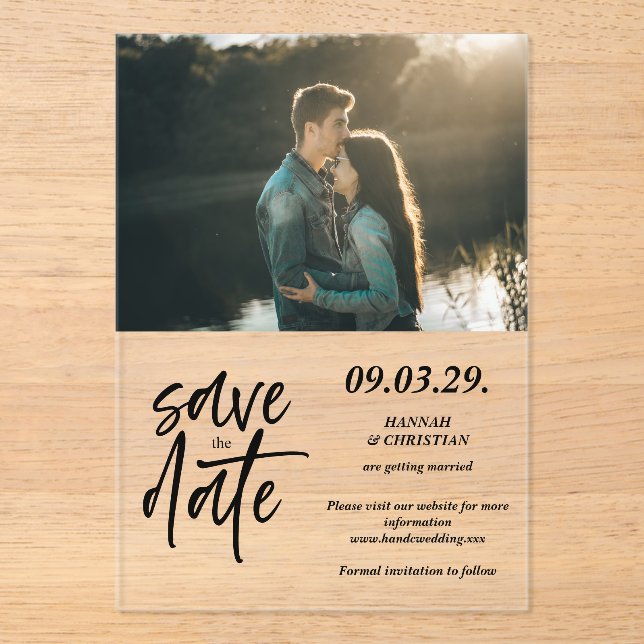 Photo Minimalist Save the date Acrylic Invitations (Front)