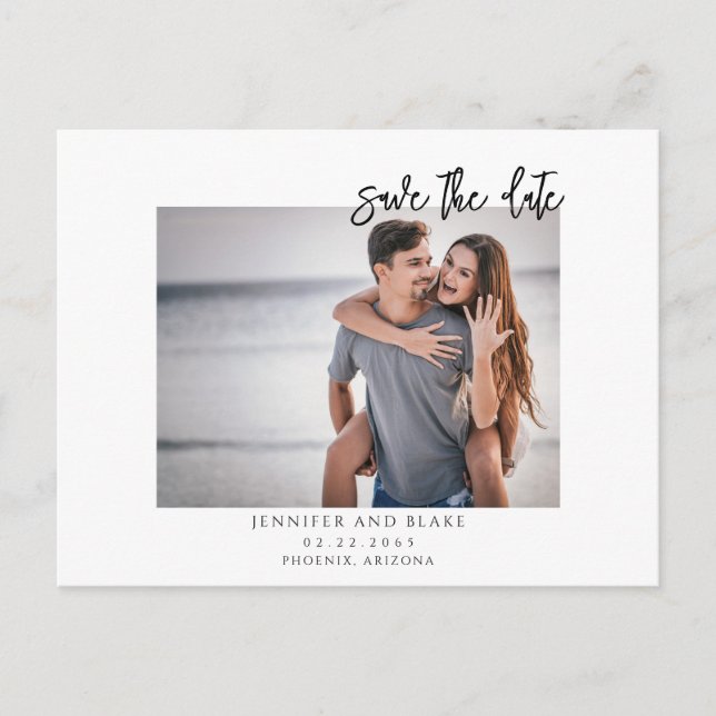 Photo Minimalist Save the Date Postcard (Front)