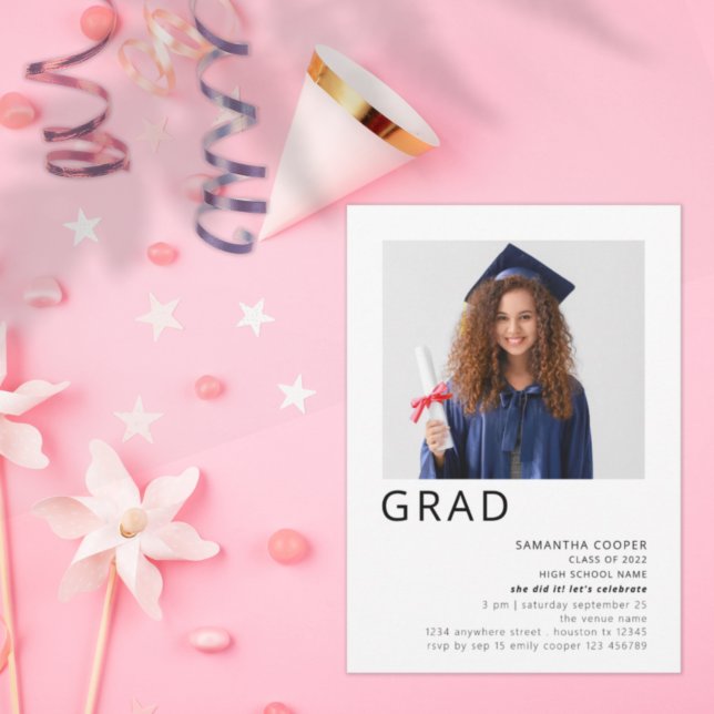 Photo minimaliste 2022 Invitation à la graduation  (Créateur téléchargé)