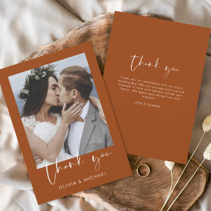 Photo minimaliste de Merci Mariage orange brûlé